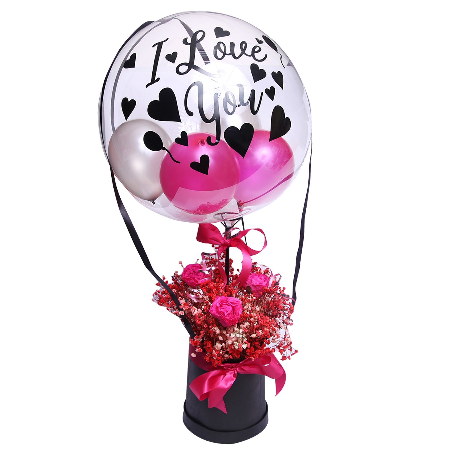 Personalized Bobo Balloon with Flowers in a Box